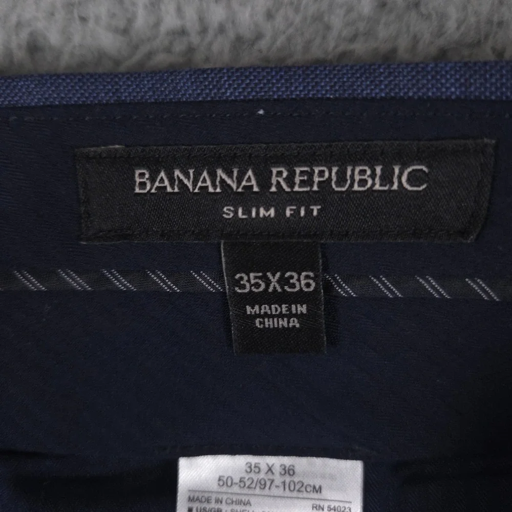 Banana‎ Republic Pants Mens 35x36 Blue Slim Fit Marzotto Wool Trousers Slacks